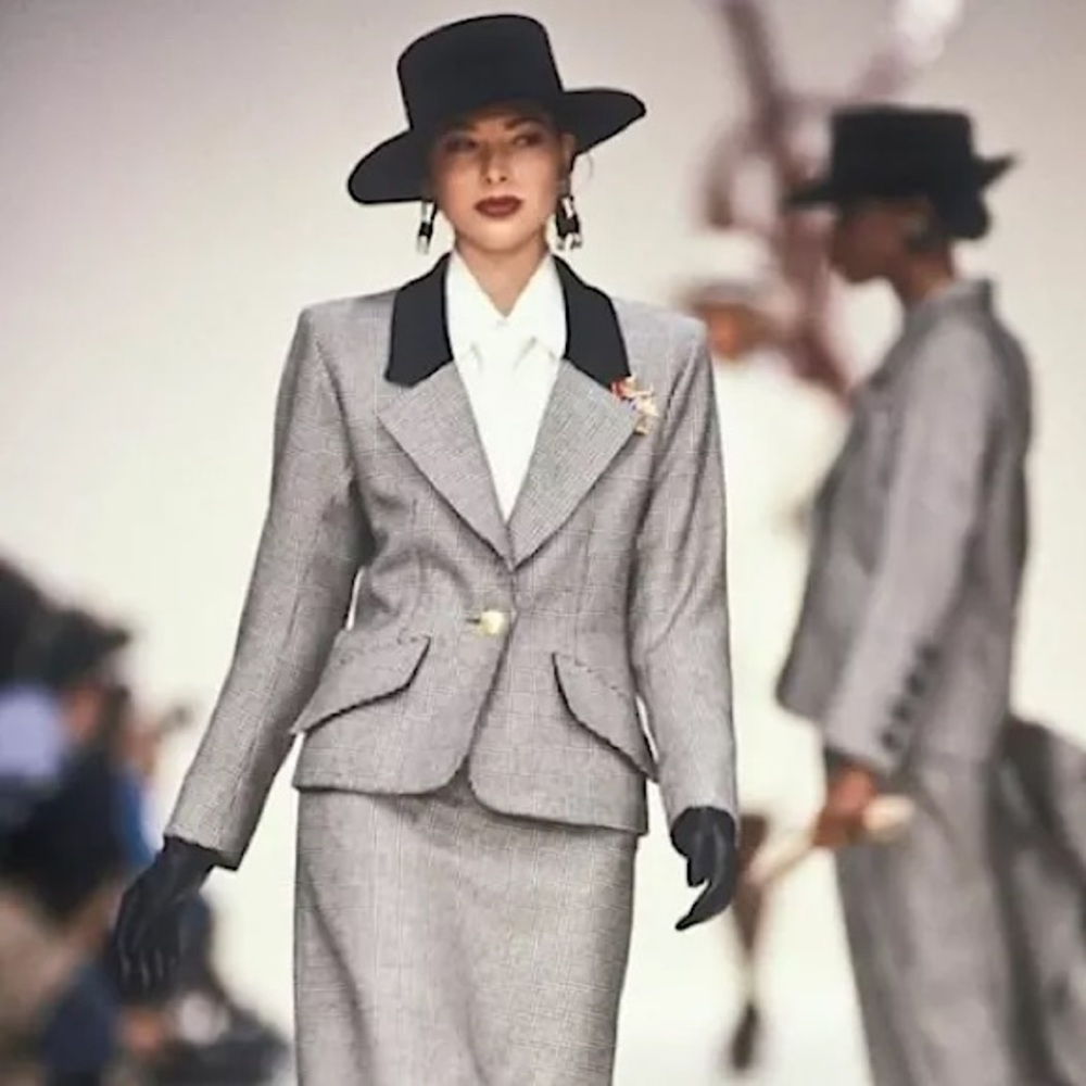 NEW Yves Saint Laurent AW 1990 houndstooth blazer